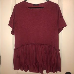 Shein Maroon Babydoll Tee